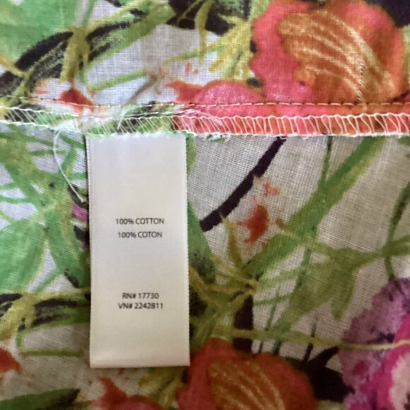 Pure Energy Button-Down Blouse Cotton Floral Print Plus Sz 1 # 66M - Picture 8 of 9